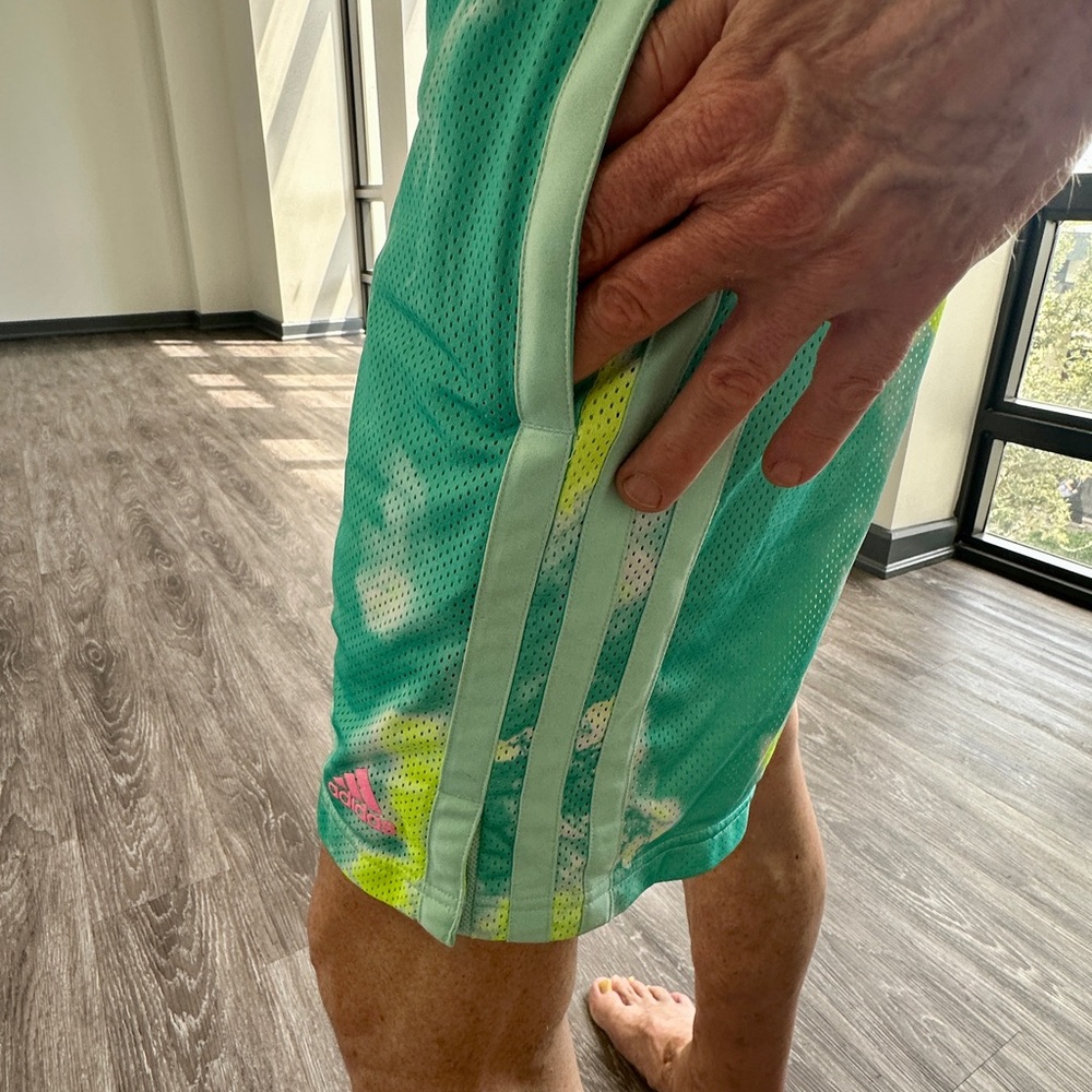 Adidas Turquoise and Lime Tie-Dye Shorts - Picture 11 of 17